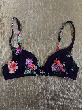 Shade & Shore Plum Floral bikini top